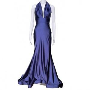 NEW JESSICA ANGEL women's cross back maxi gown in cobalt blue
